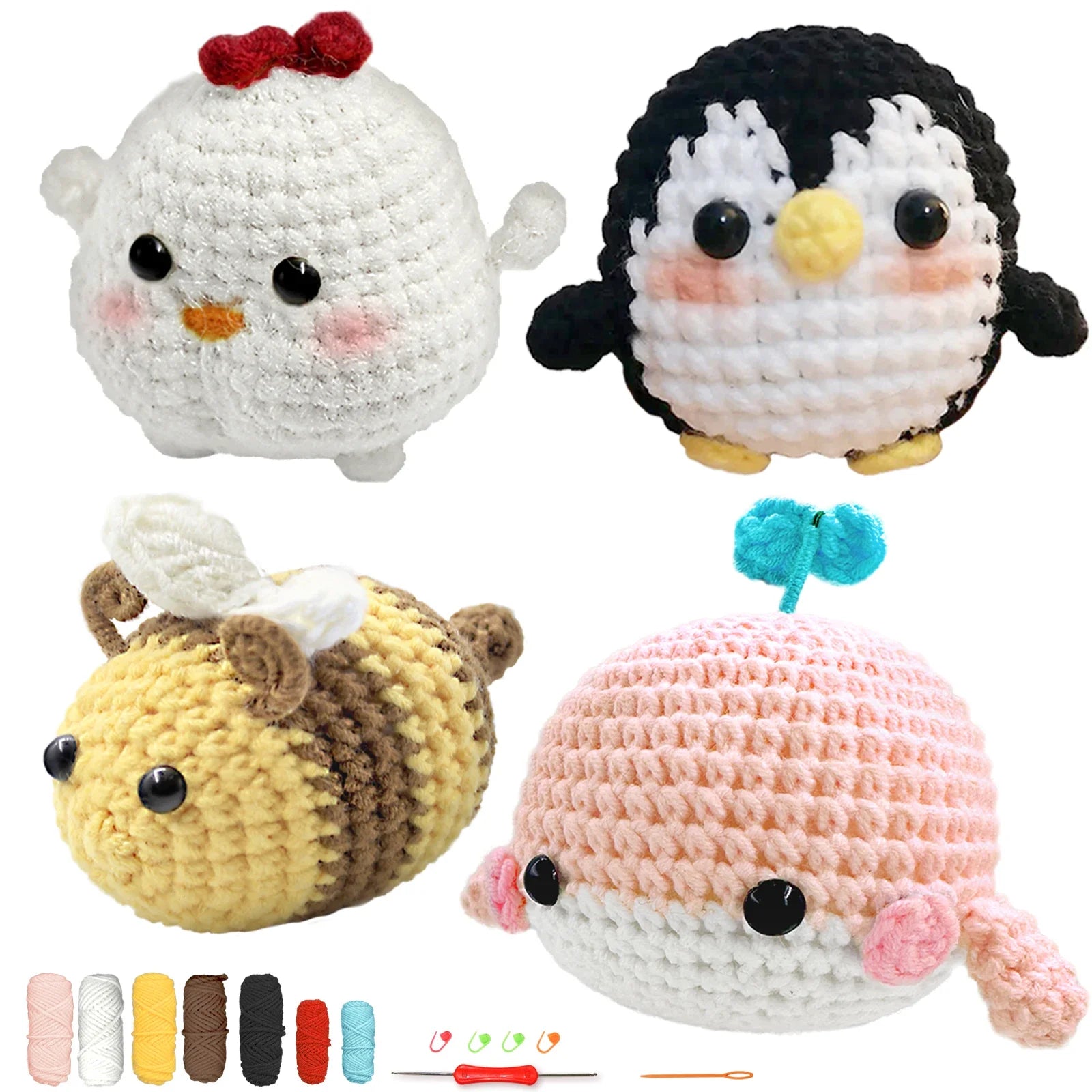 Animal Crochet Kit Beginners DIY Starter Set Step By Step