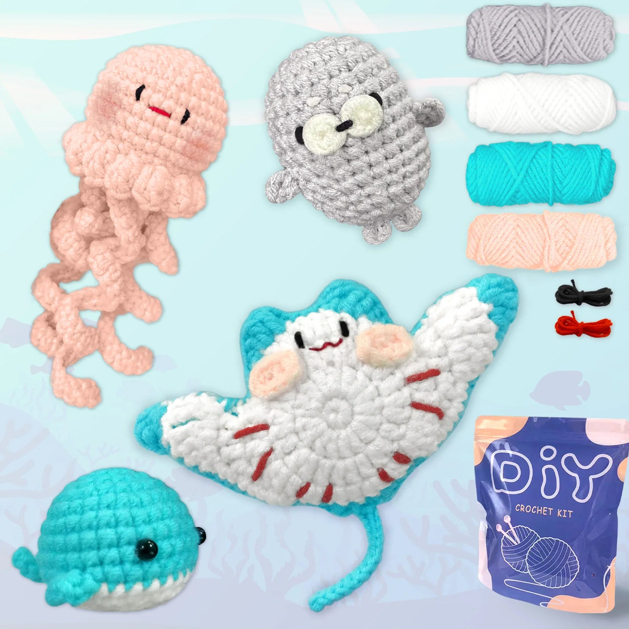 Animal Crochet Kit Beginners DIY Starter Set Step By Step