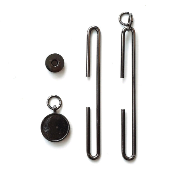 Slide Clasp with Magnet 4" (10cm) Metallic Black Flat