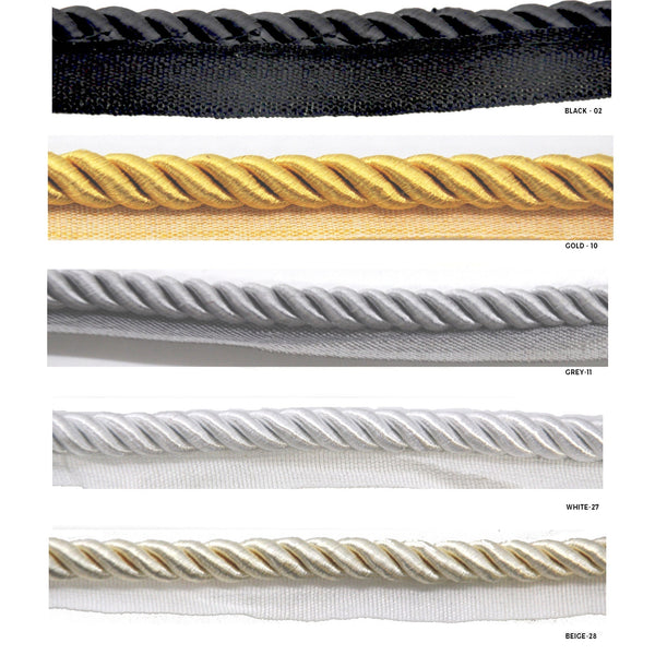 Softer Collection 3/8" Cord with Lip - 50 Yard Bolt - Multiple Colors BC-1012