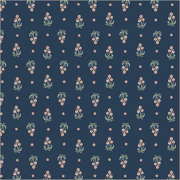 Tapestry Posy Prussian Cotton 43”/44” Fabric Per Yard