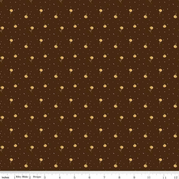 The Awe of Autumn Flower Toss Brown 43"/44" Fabric Per Yard
