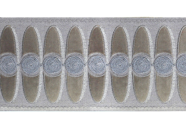 Velvet Embossed Decorative Trim Tape - 4 1/2" Width (25 Yard Roll) - BR-7529-49/11 Grey/Taupe
