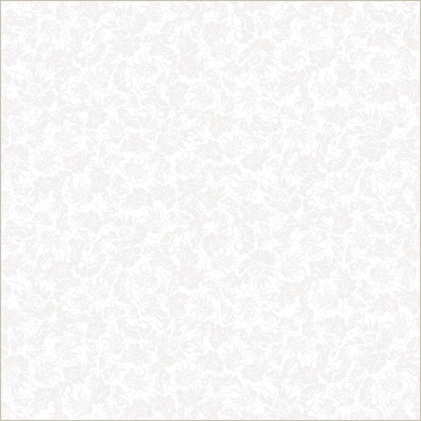 White on White Verona Allegra Blooms Cotton 44”/45” Fabric Per Yard