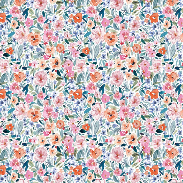 White Bloomers Cotton Wideback Fabric Per Yard