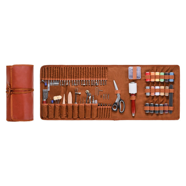 Leather Working Tools Kit 92 PCS Punching Stamping Sewing Set