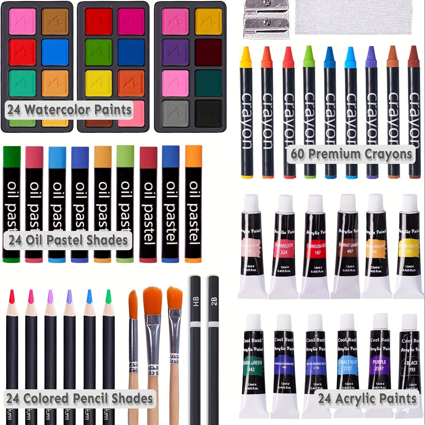 175 Piece Deluxe Art Set Wooden Case Crayons Pencils Paints