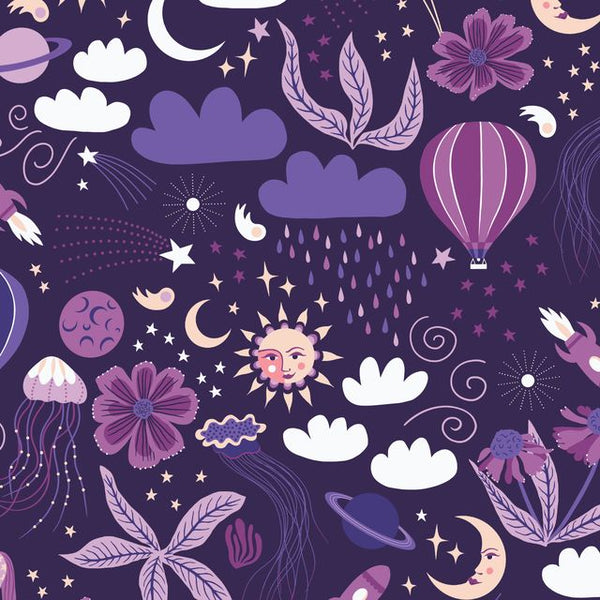 Wildest Dreams Sea and Space Organic Cotton 44"/45" Fabric Per Yard